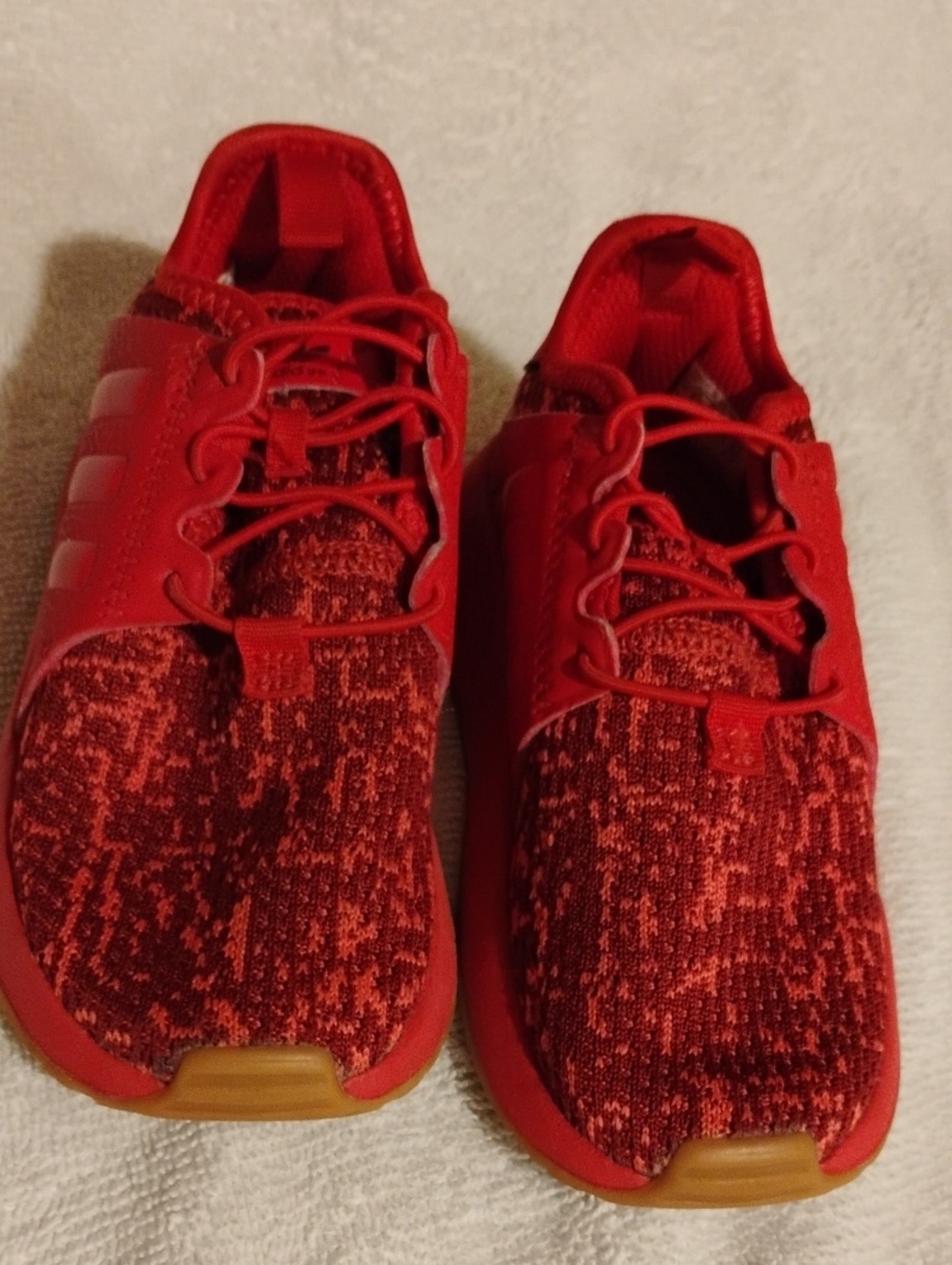 Kids Adidas Red Knit Athletic Sneakers